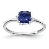 Sterling Silver Rhodium-plated Created Sapphire and Diamond Ring